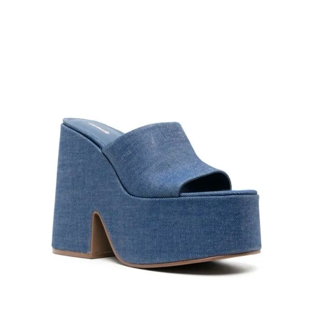 LARROUDE Women's Wanda Slip On
Platform Denim Slides In Blue Platform Sandals - Picture 7 of 16